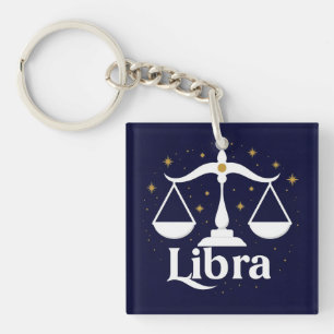 Llavero Símbolo del signo zodiacal Libra con estrellas y b