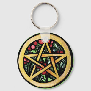 Llavero Símbolo del solsticio de invierno Yule Pentacle Pa