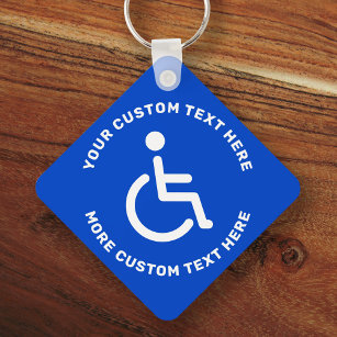 Llavero Símbolo discapacitado para discapacitados texto az