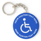 Símbolo discapacitado texto azul blanco redondo