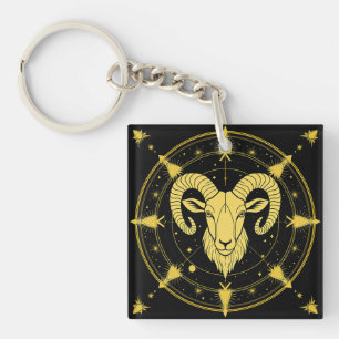 Llavero Símbolo dorado del zodiaco de Aries
