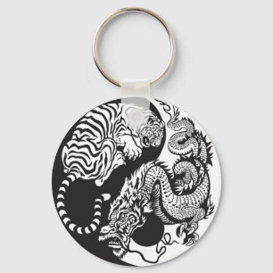 Llavero símbolo dragón y tigre yin yang