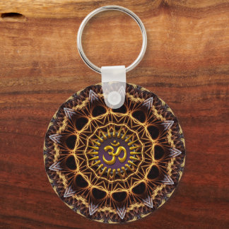 Llavero Símbolo Fractal Weave Golden OM