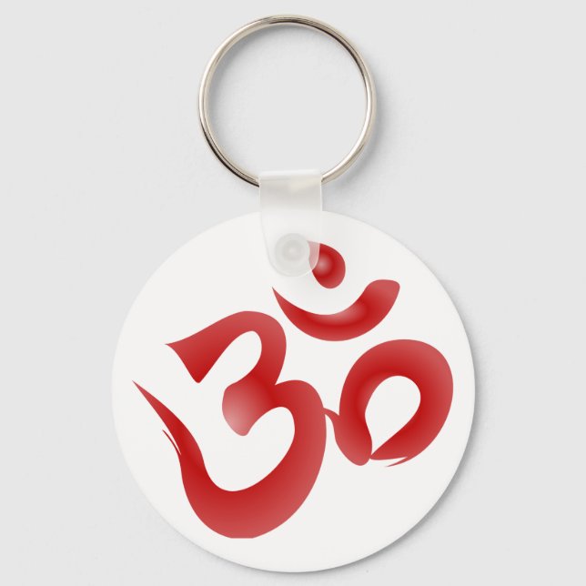 Llavero Símbolo hindú rojo Om Aum Devanagari Calligraphy (Anverso)