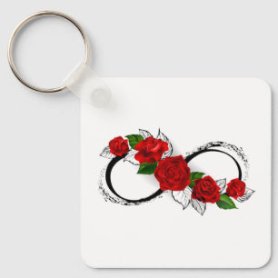 Llavero Símbolo infinito con rosas rojas