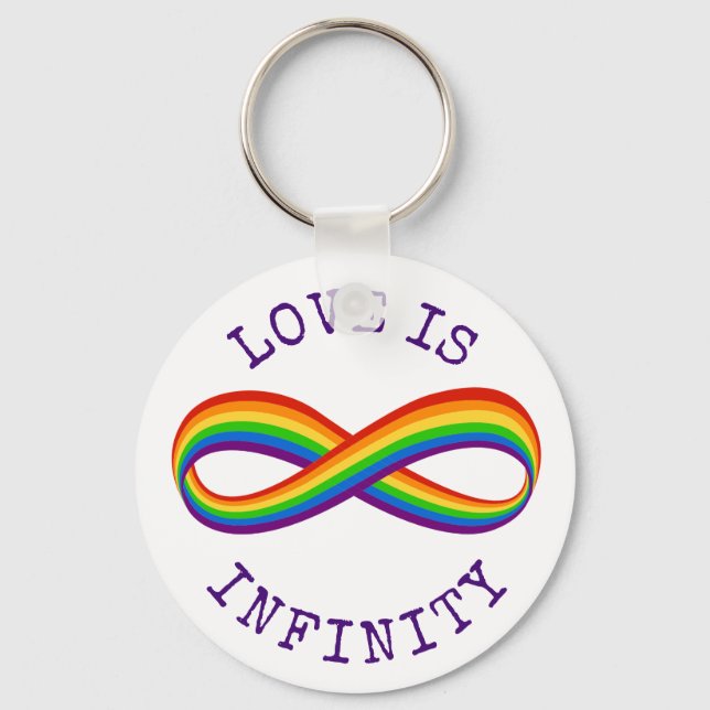 Llavero Símbolo infinito de amor arcoiris Personalizado or (Anverso)
