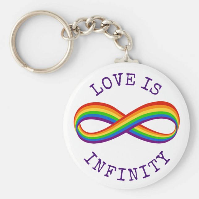 Llavero Símbolo infinito de amor arcoiris Personalizado or (Frente)