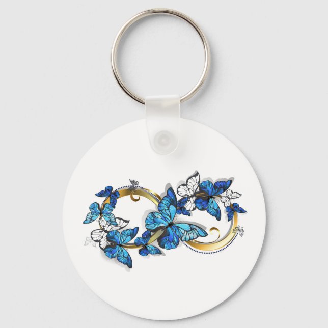 Llavero Símbolo infinito de mariposas Morpho azules (Anverso)