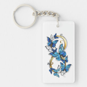 Llavero Símbolo infinito de mariposas Morpho azules