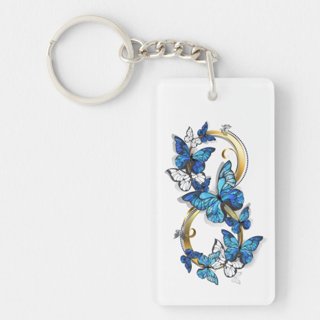 Llavero Símbolo infinito de mariposas Morpho azules (Frente)