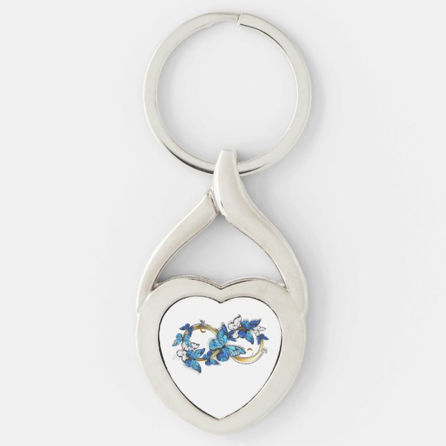 Llavero Símbolo infinito de mariposas Morpho azules (Anverso)