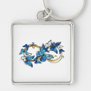 Llavero Símbolo infinito de mariposas Morpho azules