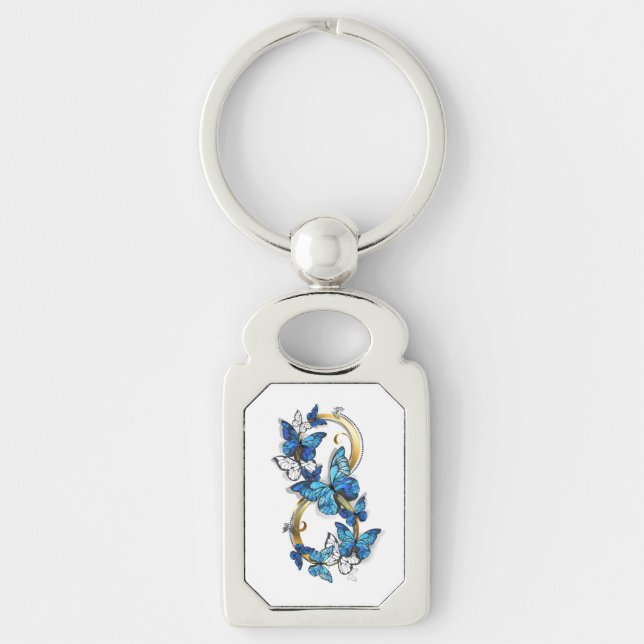 Llavero Símbolo infinito de mariposas Morpho azules (Anverso)