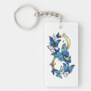 Llavero Símbolo infinito de mariposas Morpho azules
