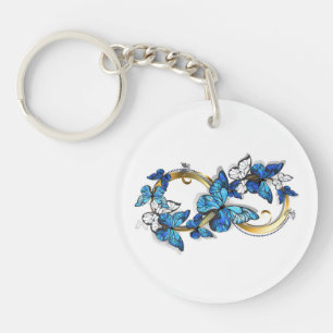 Llavero Símbolo infinito de mariposas Morpho azules