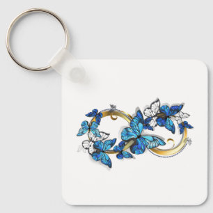 Llavero Símbolo infinito de mariposas Morpho azules
