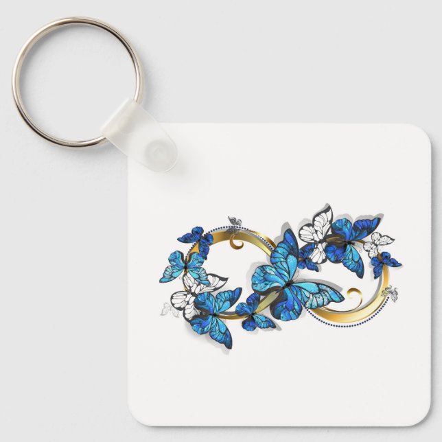 Llavero Símbolo infinito de mariposas Morpho azules (Anverso)