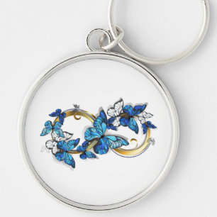 Llavero Símbolo infinito de mariposas Morpho azules