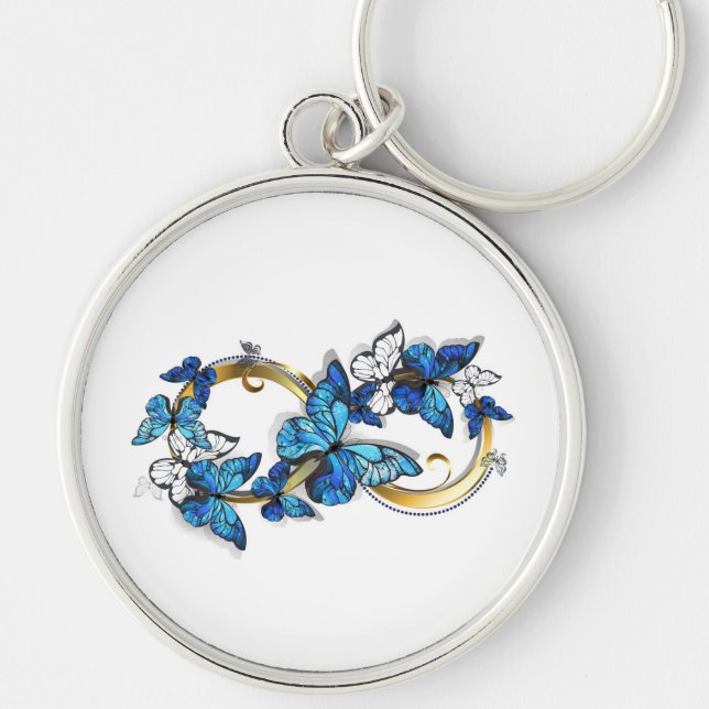 Llavero Símbolo infinito de mariposas Morpho azules (Frente)