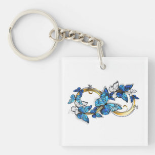 Llavero Símbolo infinito de mariposas Morpho azules