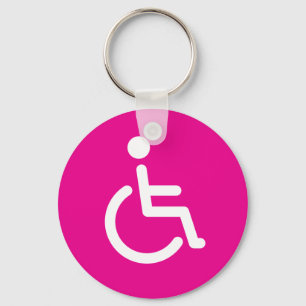 Llavero Símbolo inhabilitado o signo de discapacidad rosa 