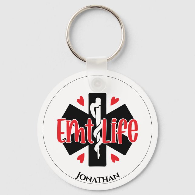 Llavero Símbolo médico personalizado de la vida de EMT (Anverso)