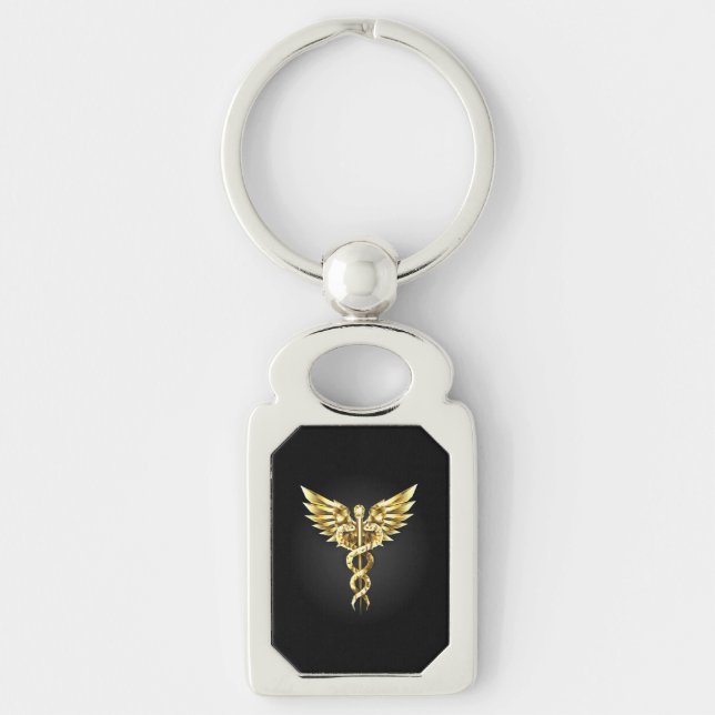 Llavero Símbolo poligonal de oro Caduceus (Anverso)
