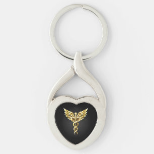 Llavero Símbolo poligonal de oro Caduceus