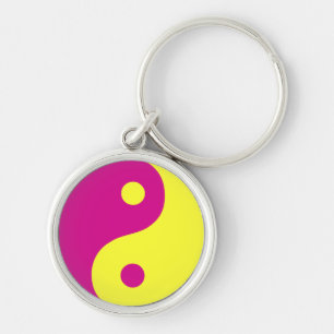 Llavero Símbolo taoísta Yin Yang rosa y amarillo