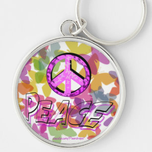 Llavero Símbolo y mariposas de la palabra de la paz