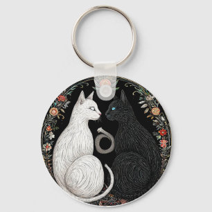 Llavero Símbolo Yin Yang de gato blanco y negro