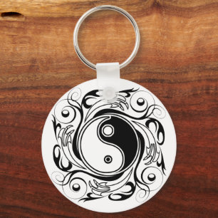 Llavero Símbolo Yin & Yang estilo Tatuaje blanco y negro