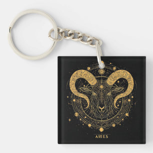 Llavero Símbolo zodiacal de Aries dorado con adornos