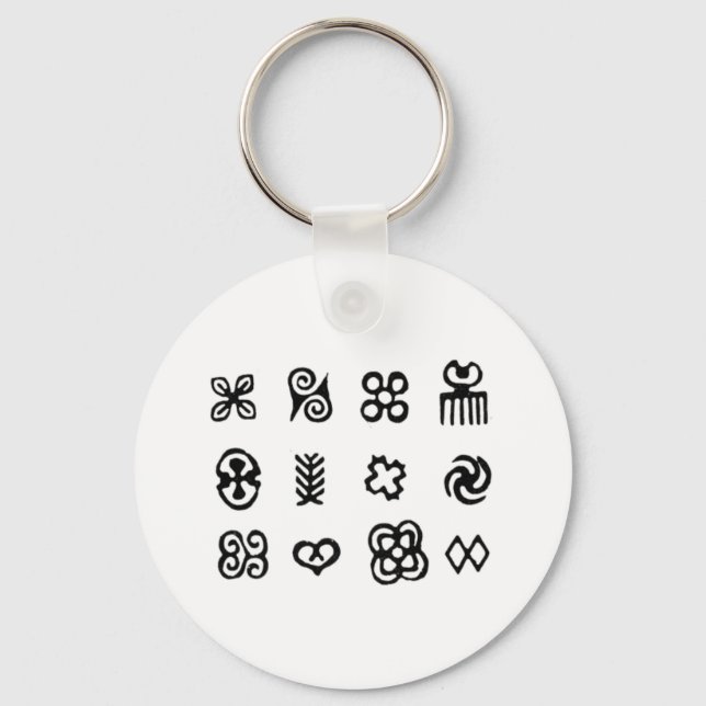 Llavero Símbolos africanos Adinkra blanco y negro (Anverso)