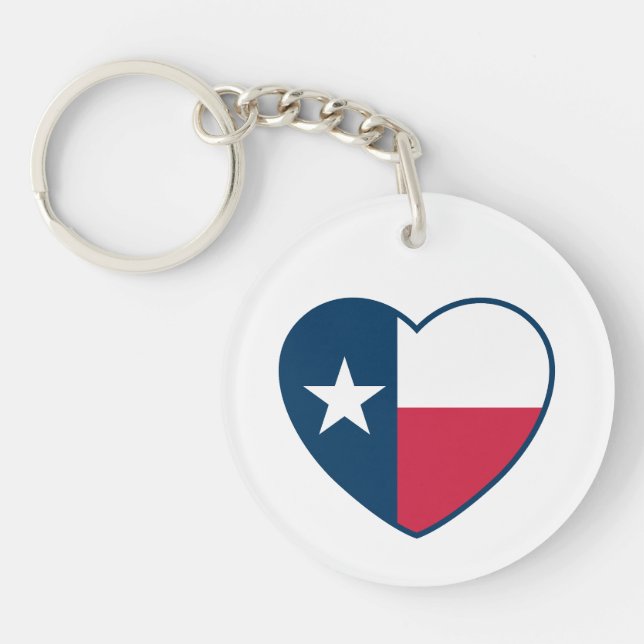 Llavero Símbolos de Texas, Bandera de Texas, Corazón (Frente)