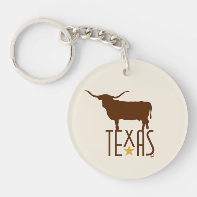 Llavero Símbolos de Texas, Longhorn, marrón (Frente)