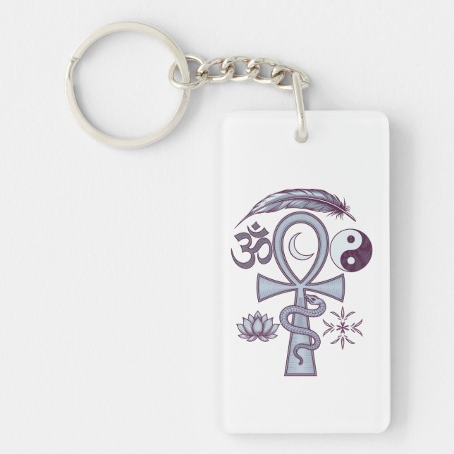 Llavero Símbolos sagrados - Equilibrio de ánkh, serpiente  (Frente)