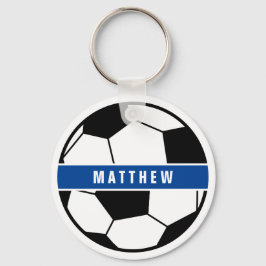 Llavero Simple Black and White Soccer Football Monogram