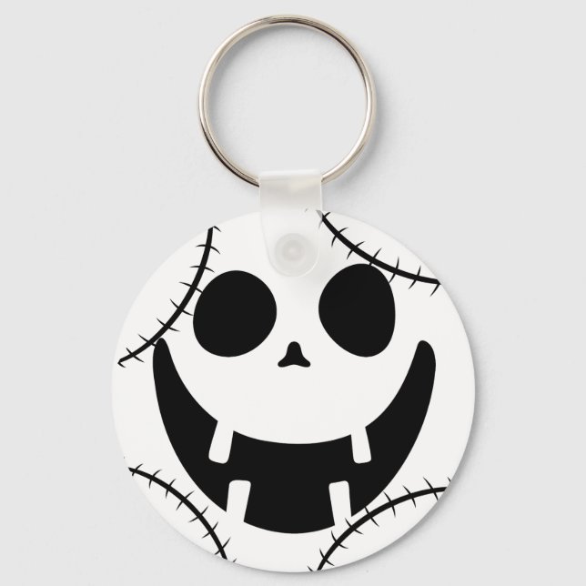 Llavero Simple cara de calabaza de halloween jack-o-lanter (Anverso)