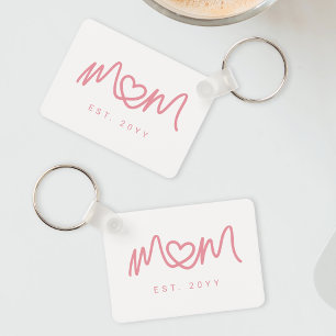 Llavero Simple Corazón de Escritura Rosa Establecido Nueva