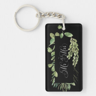 Llavero Simple Foliage/ Mr & Mrs/ Boda Date