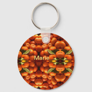 Llavero Simple fruta naranja añadir nombre mínimo personal