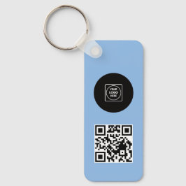 Llavero Simple Logo QR Code Business Blue Keychains