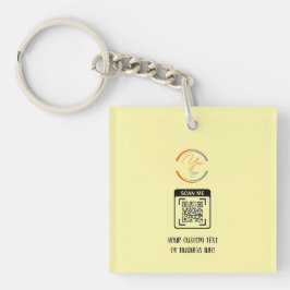 Llavero Simple Logo QR Code Business Light Yellow Keychain