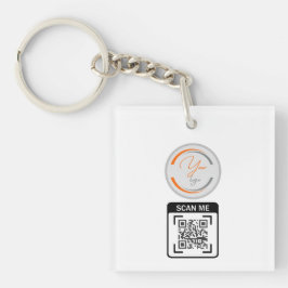 Llavero Simple Logo QR Code Business White