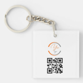Llavero Simple Logo QR Code Business White
