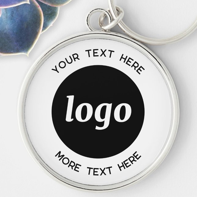 Llavero Simple Logo With Text Business (Logo and custom text business promotional keychain keyring)