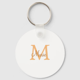 Llavero simple minimal añadir nombre monograma naranja mar