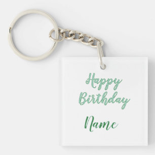 Llavero simple minimal feliz cumpleaños añade tu nombre 