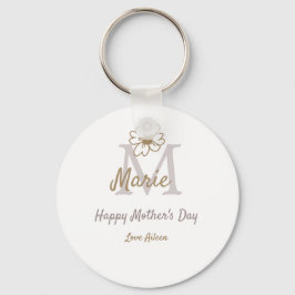 Llavero simple minimal mother's day monogram golden gray f